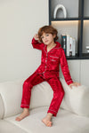 Moolmenyo Kid Boys Satin Pajamas Set Button Down Long Sleeve + Longs