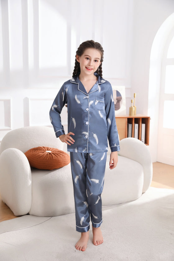 Moolmeyno  Set for Girl‘s Pajamas Set Button-up Lounge Sets