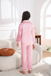 Pajamas Kid Set Girls  Pajamas Set Satin Long Sleeve 2 Piece Clasic Sleepwear for 7-14 Years girls