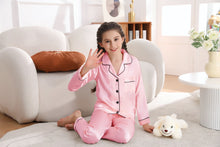  Pajamas Kid Set Girls  Pajamas Set Satin Long Sleeve 2 Piece Clasic Sleepwear for 7-14 Years girls