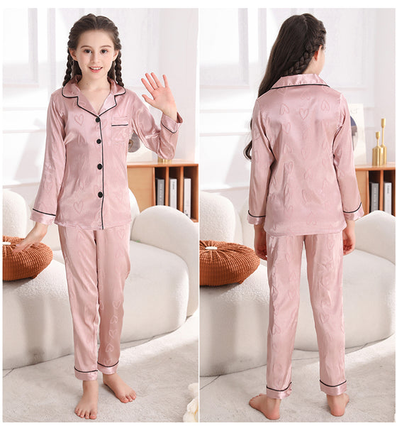 Moolmeyno Pajama Set for Kid  Girl  Button-up Satin