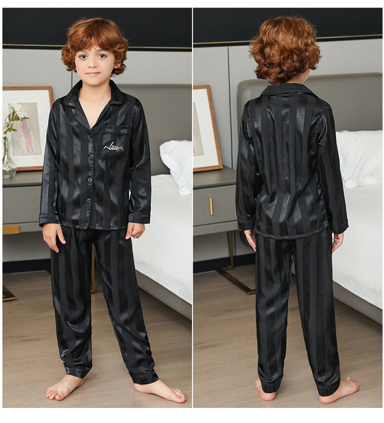 Boys Thin Homewear Lapel Casual Pajamas Set Two-piece Set Spring And Autumn