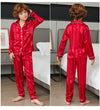 Moolmenyo Kid Boys Satin Pajamas Set Button Down Long Sleeve + Longs