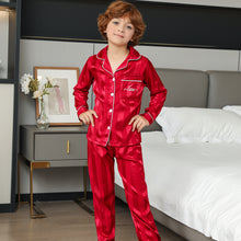  Moolmenyo Kid Boys Satin Pajamas Set Button Down Long Sleeve + Longs