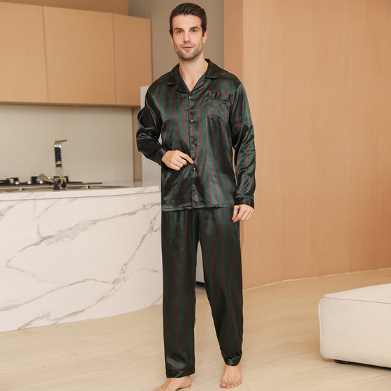 Modern Style Silk Nightgown Home Male Satin Soft Cozy Sleeping