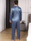 Men Satin Pajamas Set Silky Nightwear Button-Down Sets