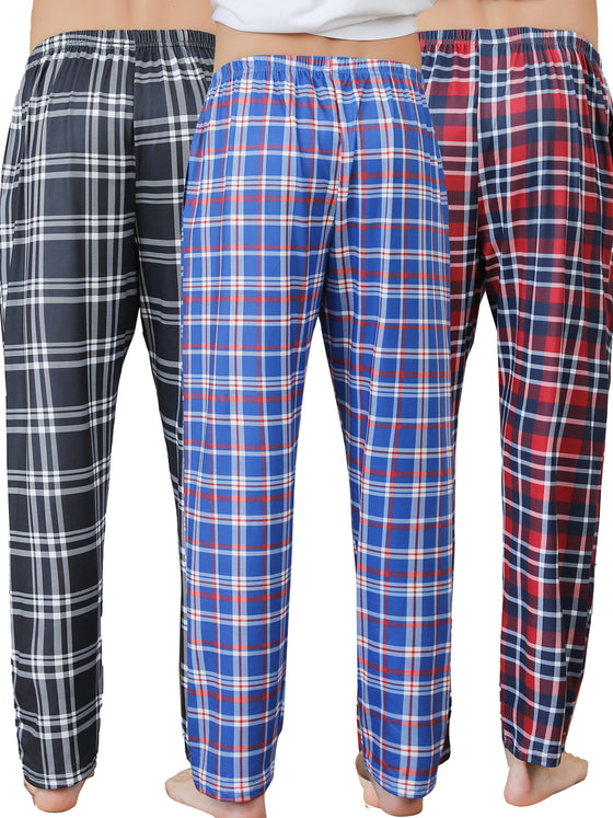 Moolmeyno Men's Yarn-dye Woven  Pajama PantsThree Item