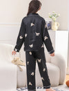 Moolmeyno Girls  Satin Pajamas Set 2 Piece PJS Long Sleeve Sleepwear