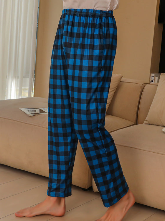 Moolmeyno Men's Yarn-dye Woven  Pajama PantsThree Item