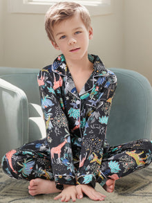  Moolmeyno Kid Boys Silk Satin Pajamas Set