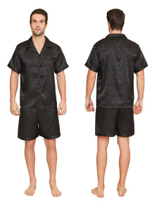  Moolmeyno Mens Pajamas Set Silk Satin Pijamas ShortSleeve Loungewear Two-Piece Para Hombres Button-Down Pj Set M-2XL