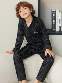  Boys Thin Homewear Lapel Casual Pajamas Set Two-piece Set Spring And Autumn