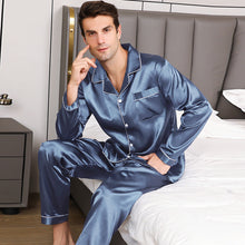  Men Satin Pajamas Set Silky Nightwear Button-Down Sets