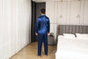 Men Satin Pajamas Set Long Sleeve Top and Long Pant Silky Nightwear