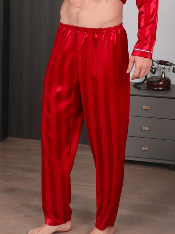 Mens Super Silky Satin Soft stripe Pajamas Pants